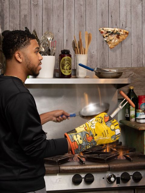 Image of Man With A Pan Oven Mitt